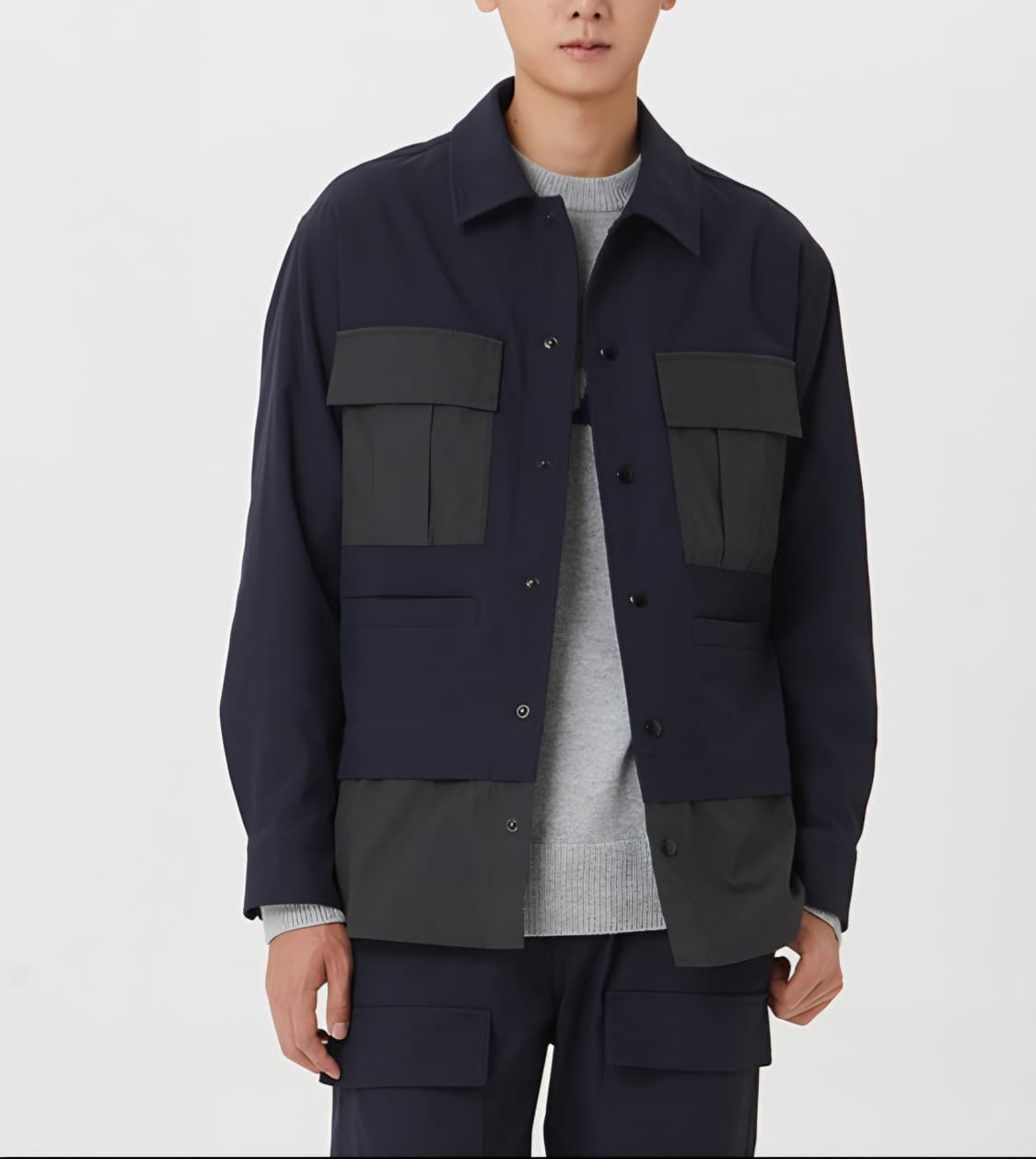 (M)티아이포맨 포켓 배색 셔츠형 자켓 상품이미지7