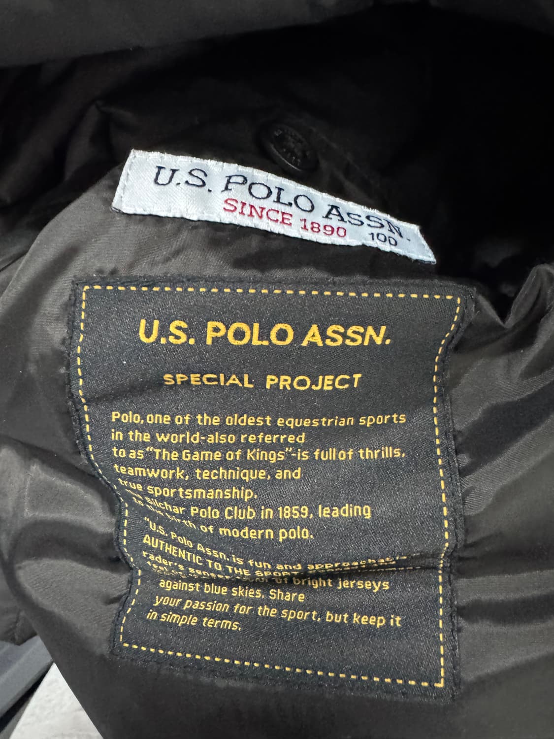 US Polo 폴로 경량 패딩 자켓 L 블랫 상품이미지3