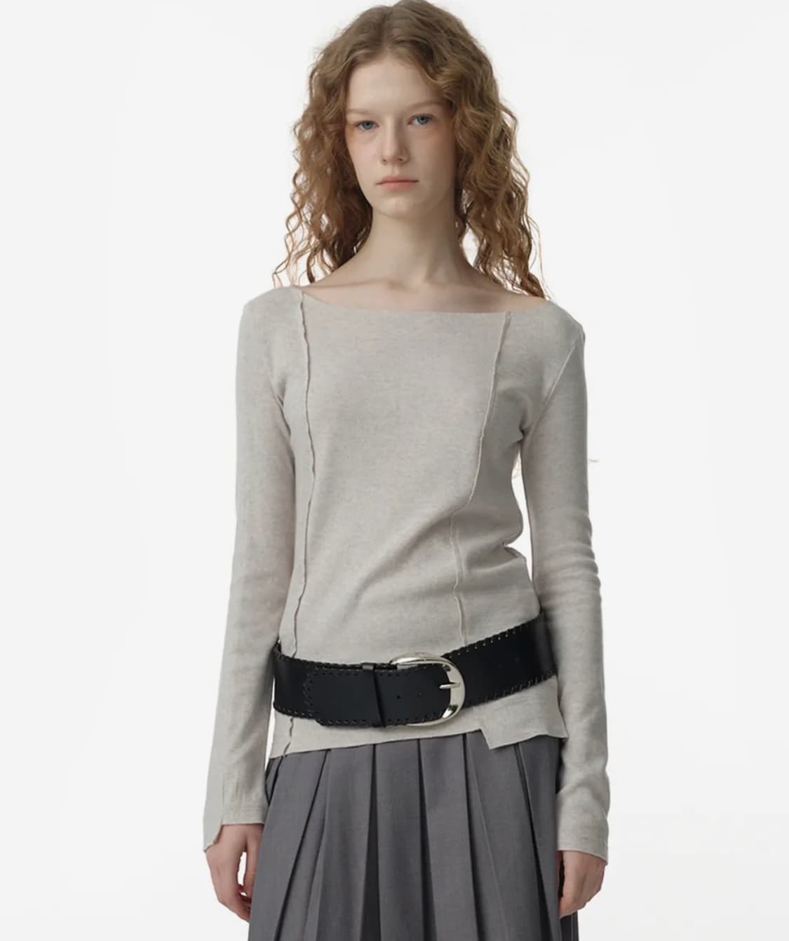 밀로우먼 컷오프 인시전 티셔츠 화이트 멜란지 상품이미지1