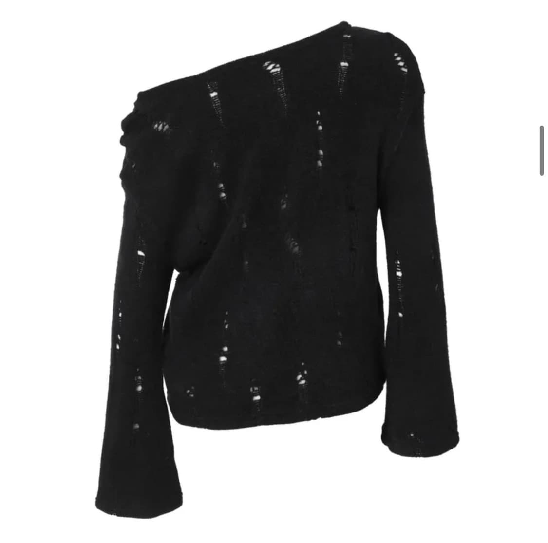 카키포인트 데미지 펀칭 니트 블랙 상품이미지2