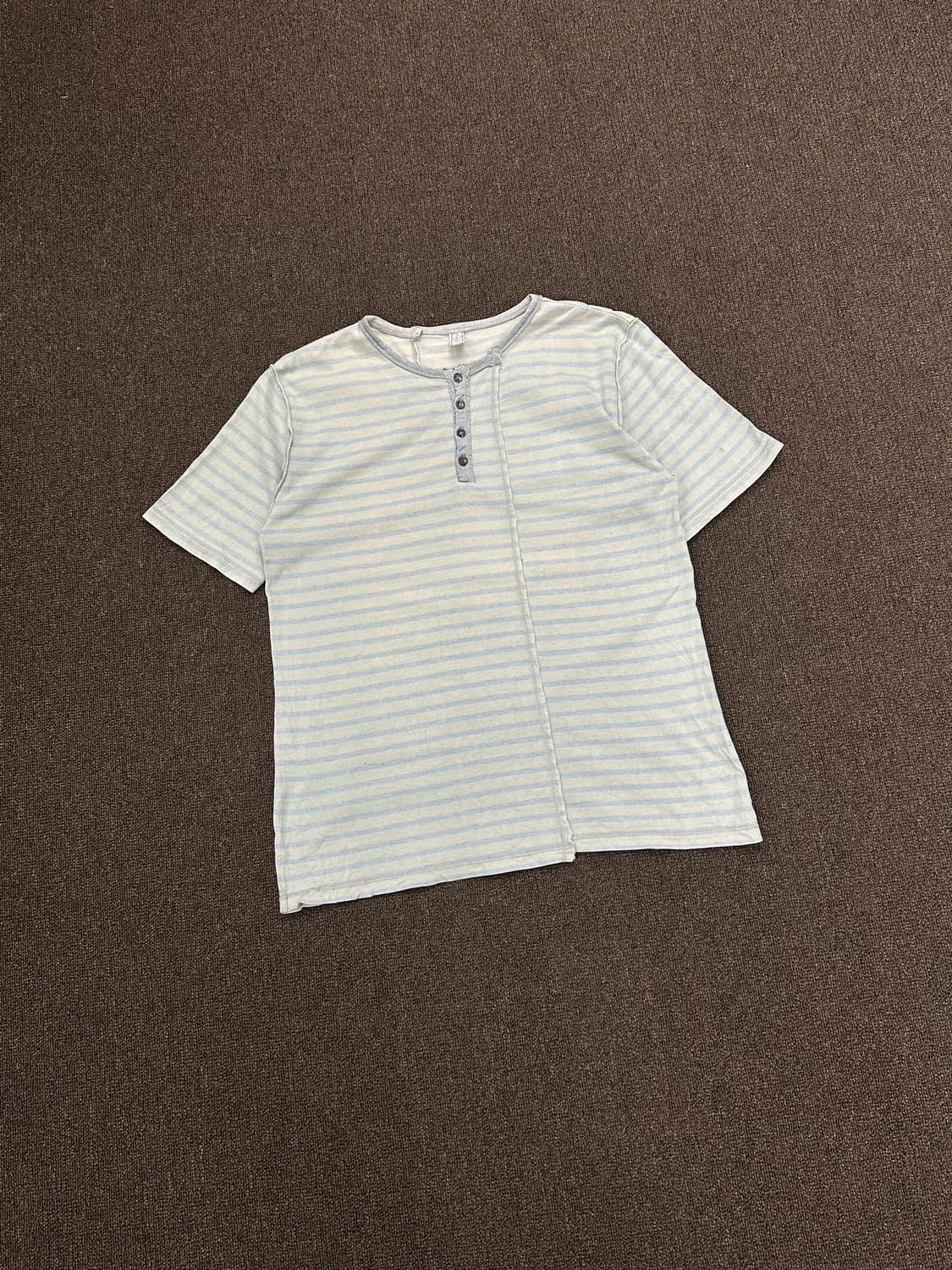 M)BALL vintage 블루 스트라이프 헨리넥 반팔 상품이미지1