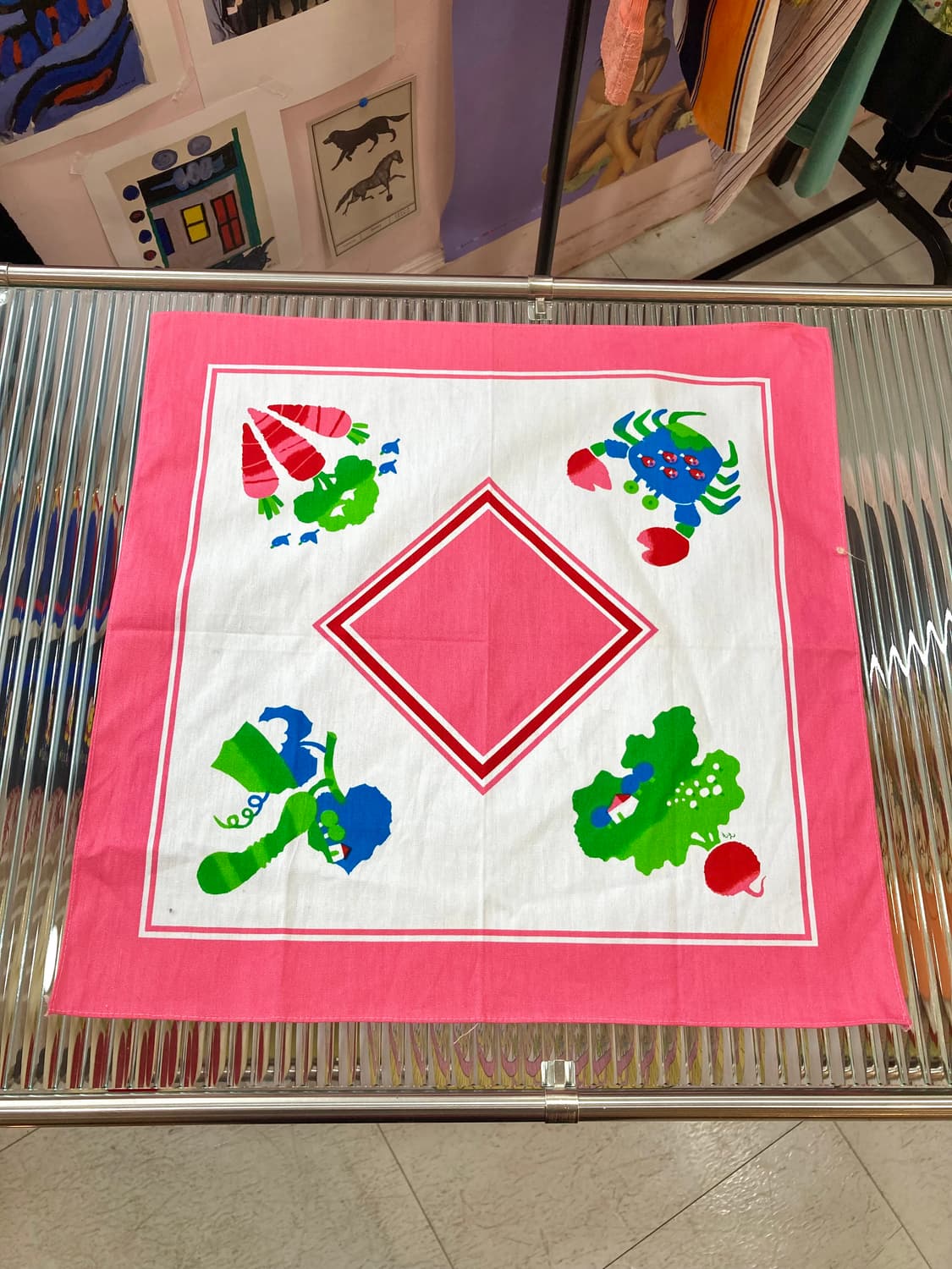 빈티지 핑크 그래픽 손수건 상품이미지1