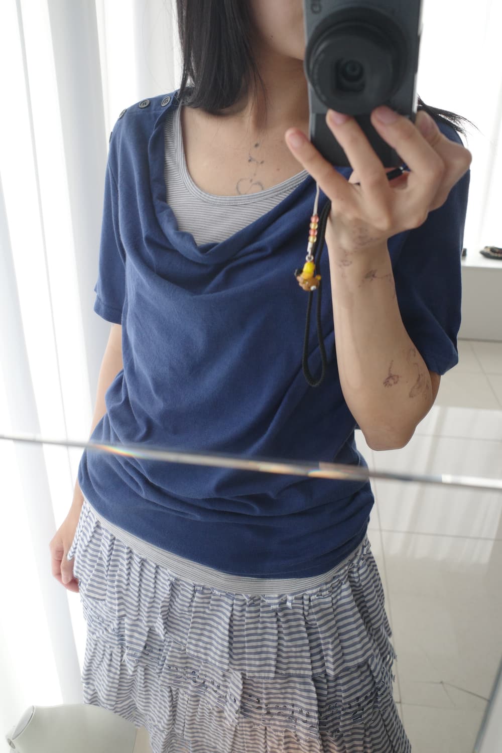 Drape layered button top  상품이미지1