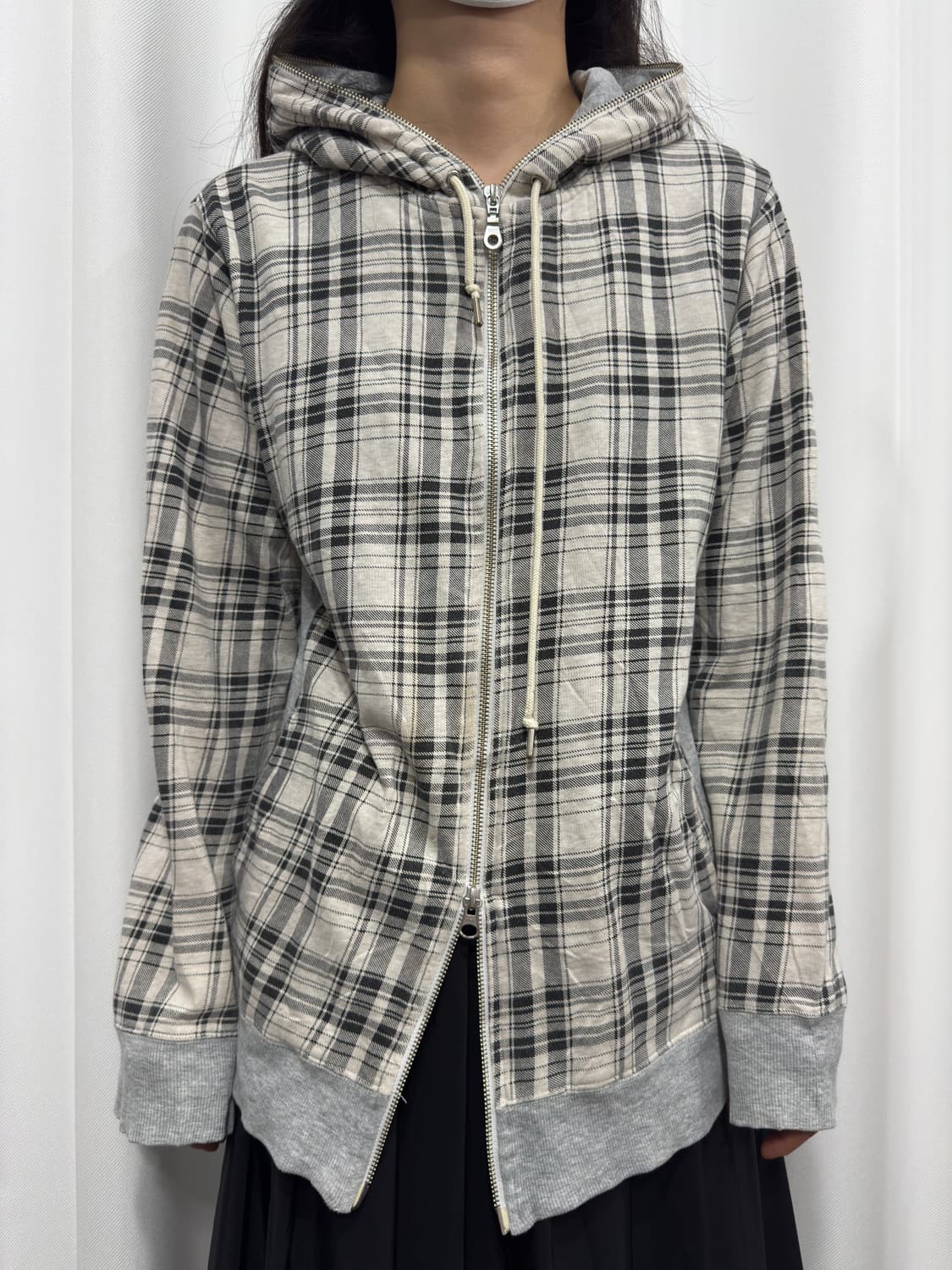 takeo kikuchi check hood twoway zipup 상품이미지1