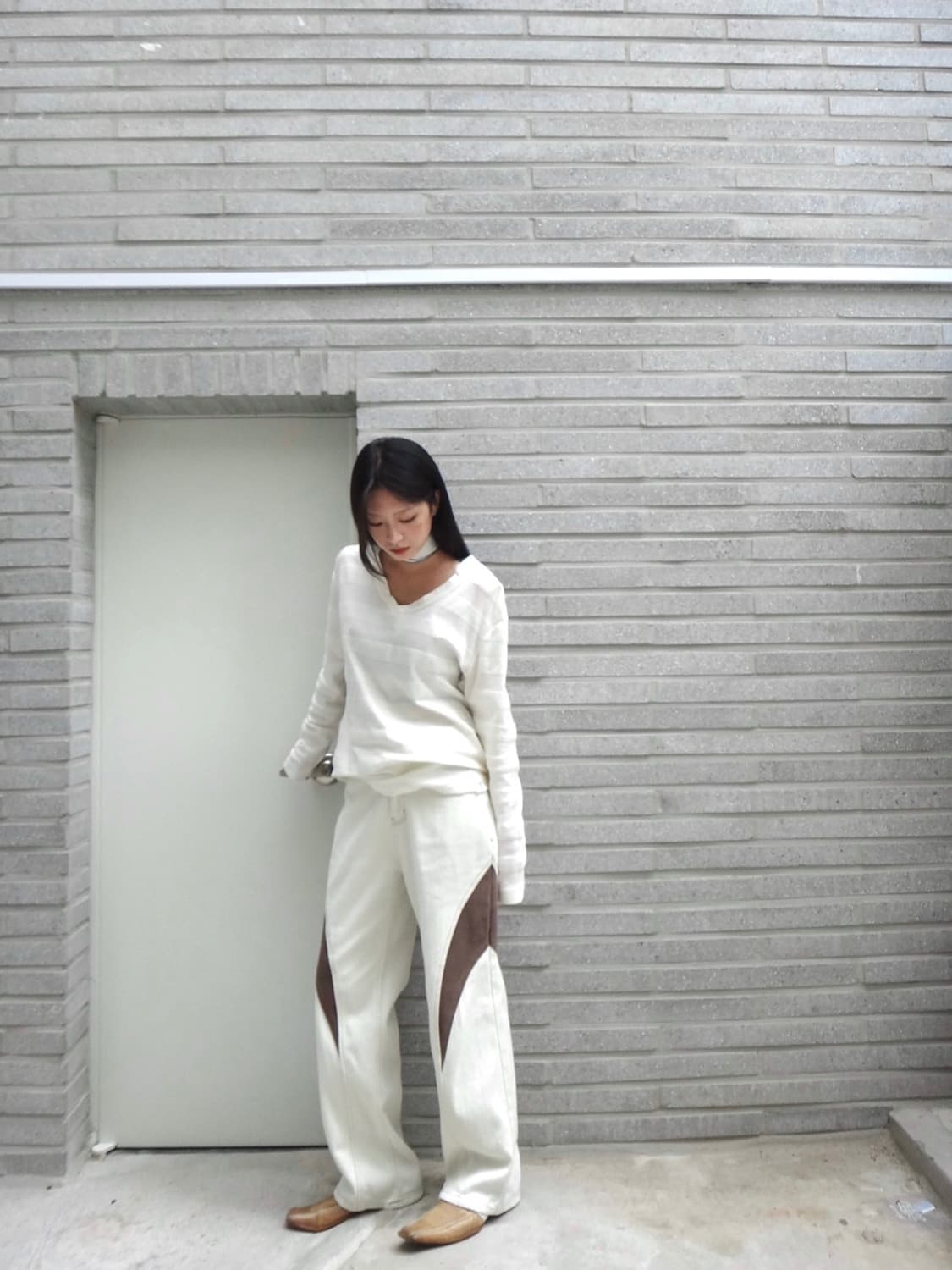 AZUL BY MOUSSY stripe rib top / ivory 상품이미지1