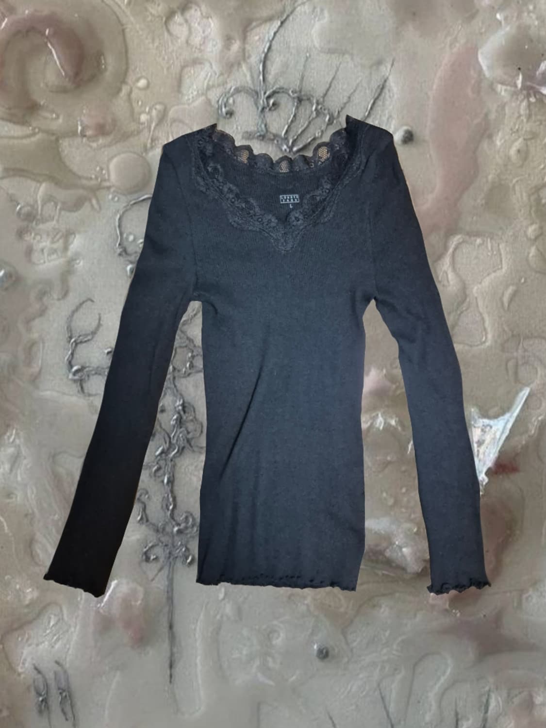 일본 빈티지 로리즈팜 LOWRYS FARM 딱붙탑 레이스 프릴 롱슬리브 상품이미지1