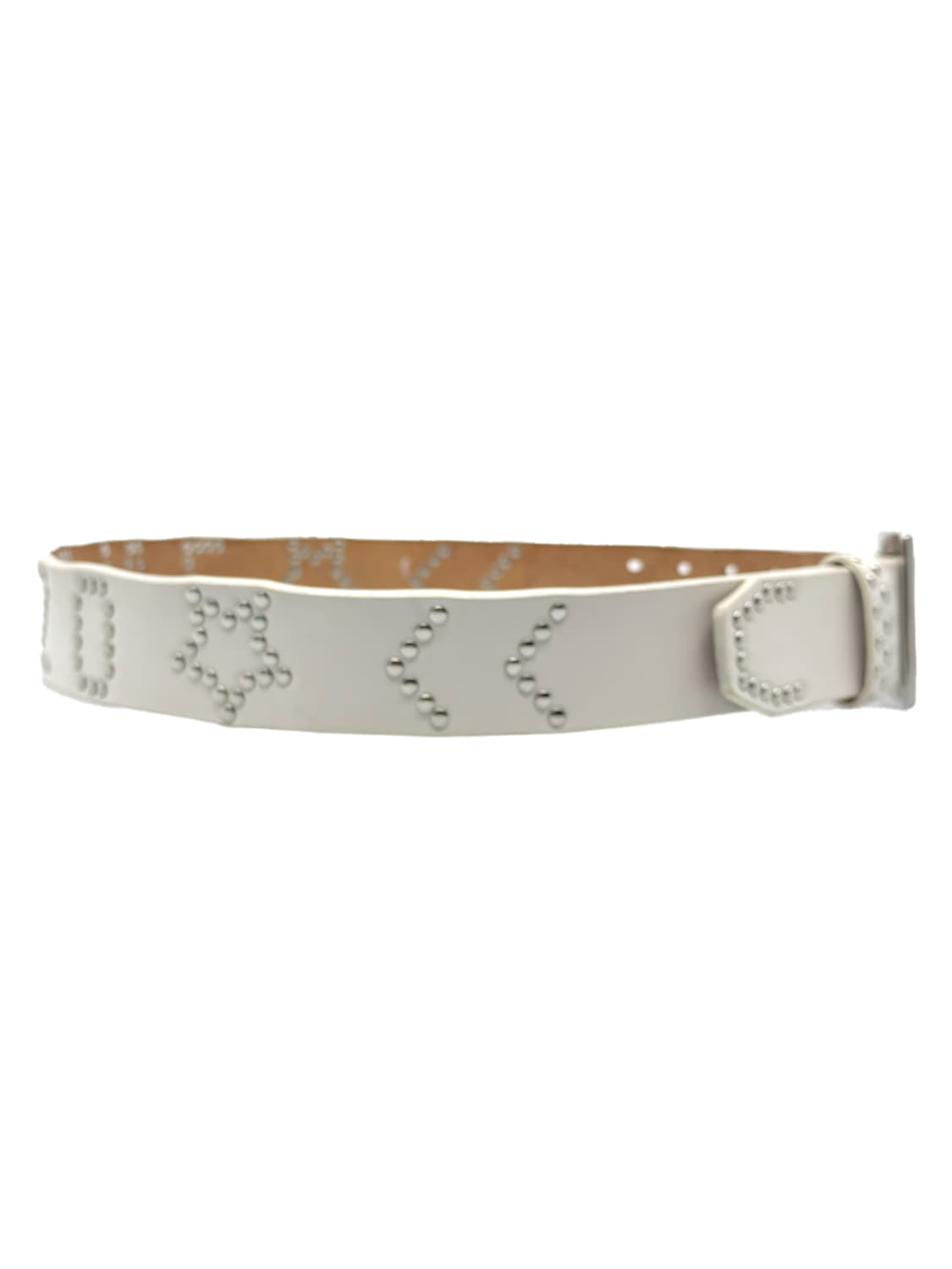  Studded White Leather Belt/ Os  상품이미지2