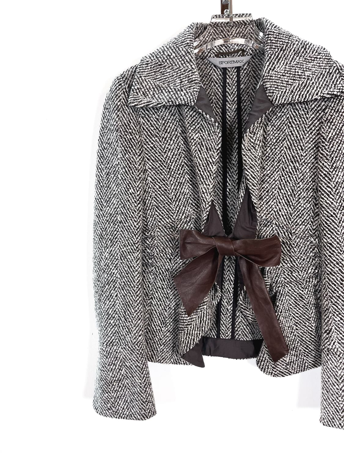 막스마라 캐시미어 울 레더 리본 자켓 상품이미지3