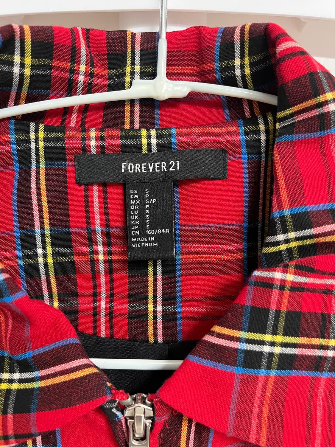 포에버 21 하이틴 체크 레드 장미 블루종 자켓 상품이미지2