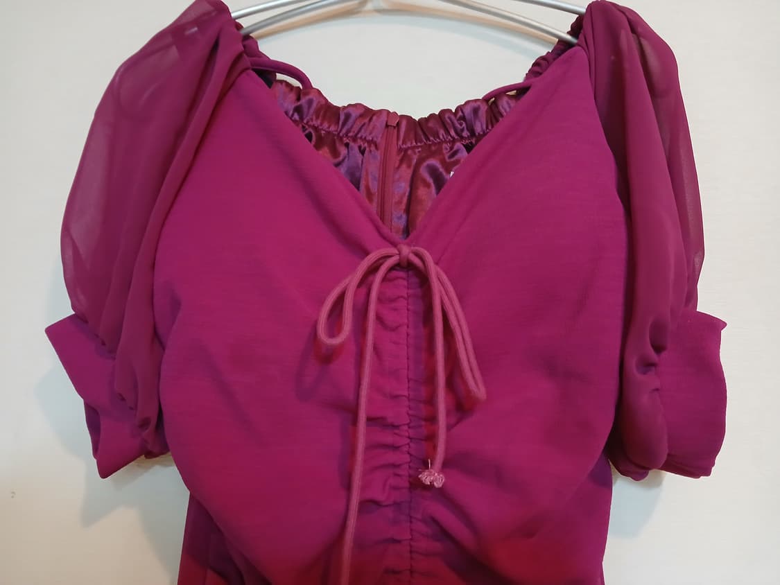 나롱쥐 셔링 반팔 미디 원피스 캡 파티 드레스 섹시 오프숄더 홀터넥 홀복 상품이미지5