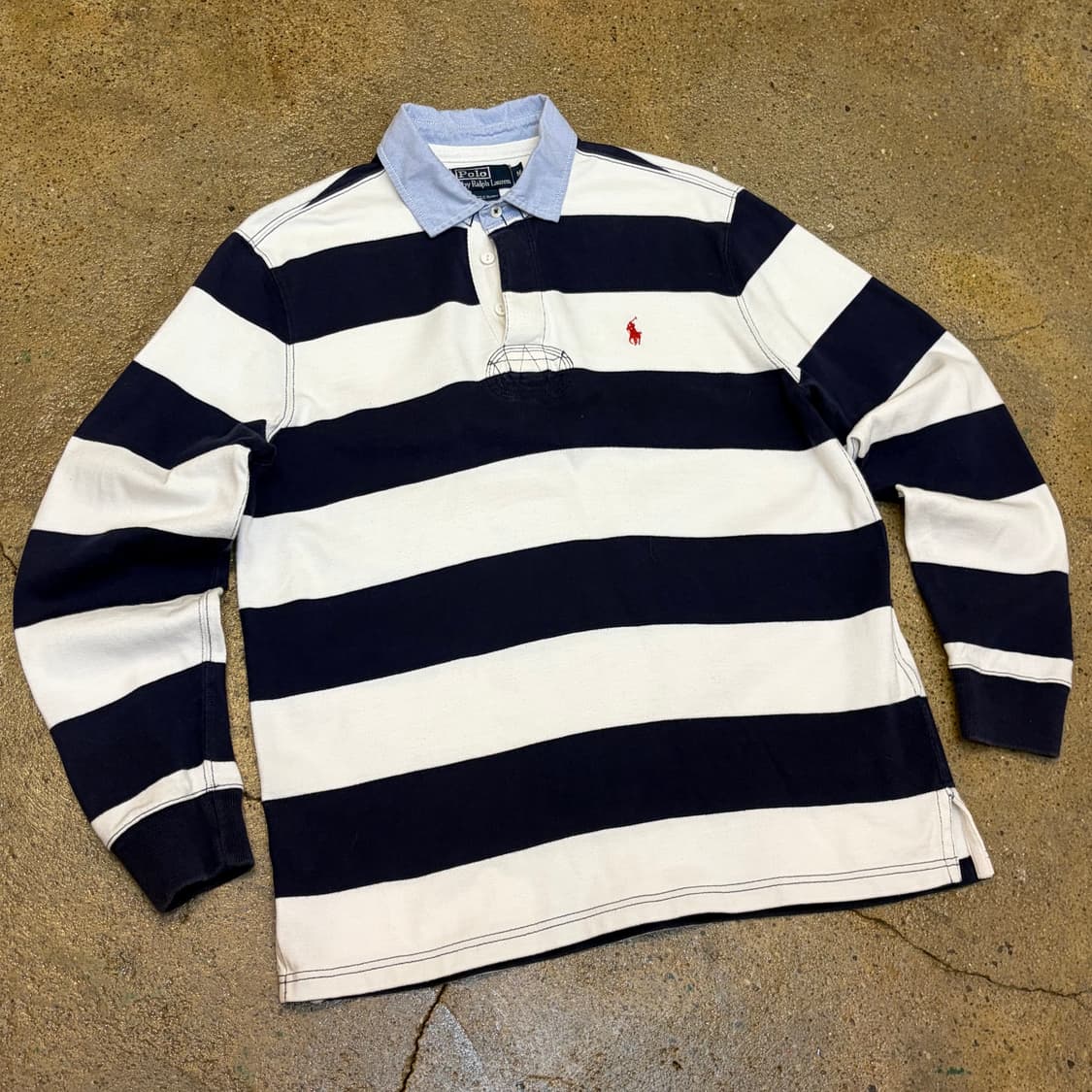 레어 00s 미국 빈티지 폴로랄프로렌 스트라이프 럭비티 카라티 상품이미지2