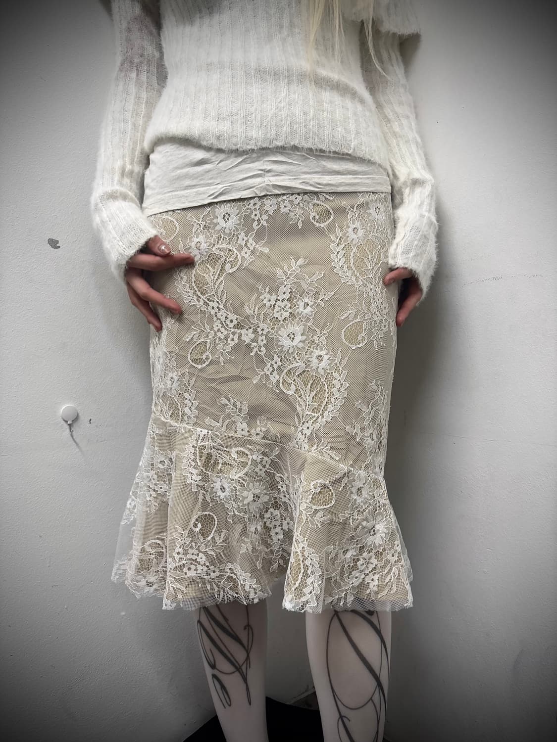 “Vintage” Beige Oriental Lace Skirts 상품이미지1