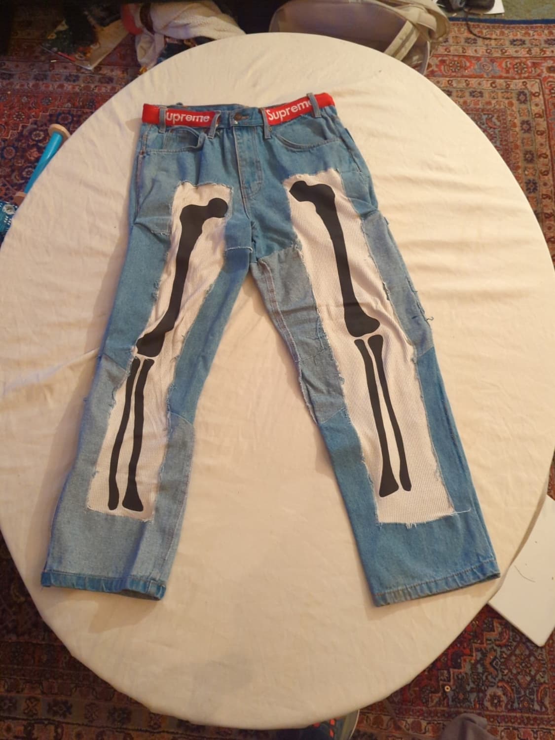 커스텀 슈프림 스켈레톤 데님 팬츠 상품이미지1