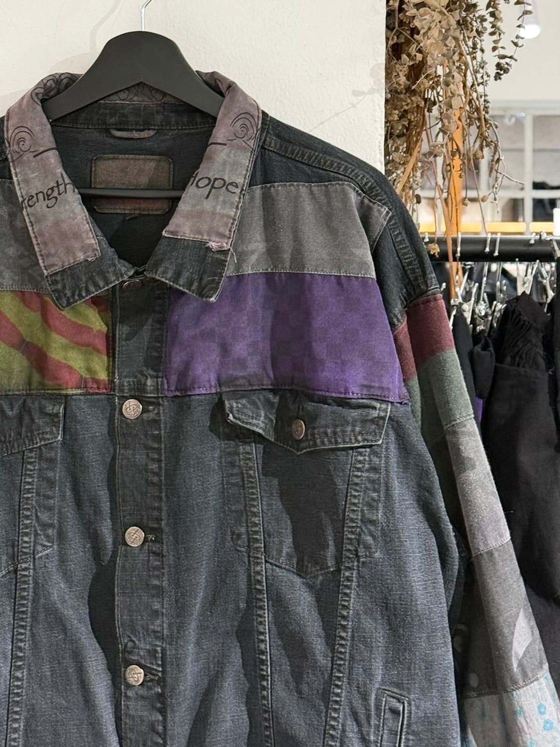 빈티지 다크 그레이 패치워크 데님 자켓 상품이미지3
