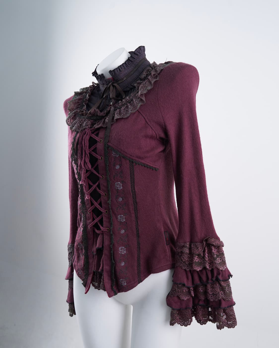 Ozz on 코르셋 리본 프릴 디테일 긴팔 슬리브리스 상품이미지4