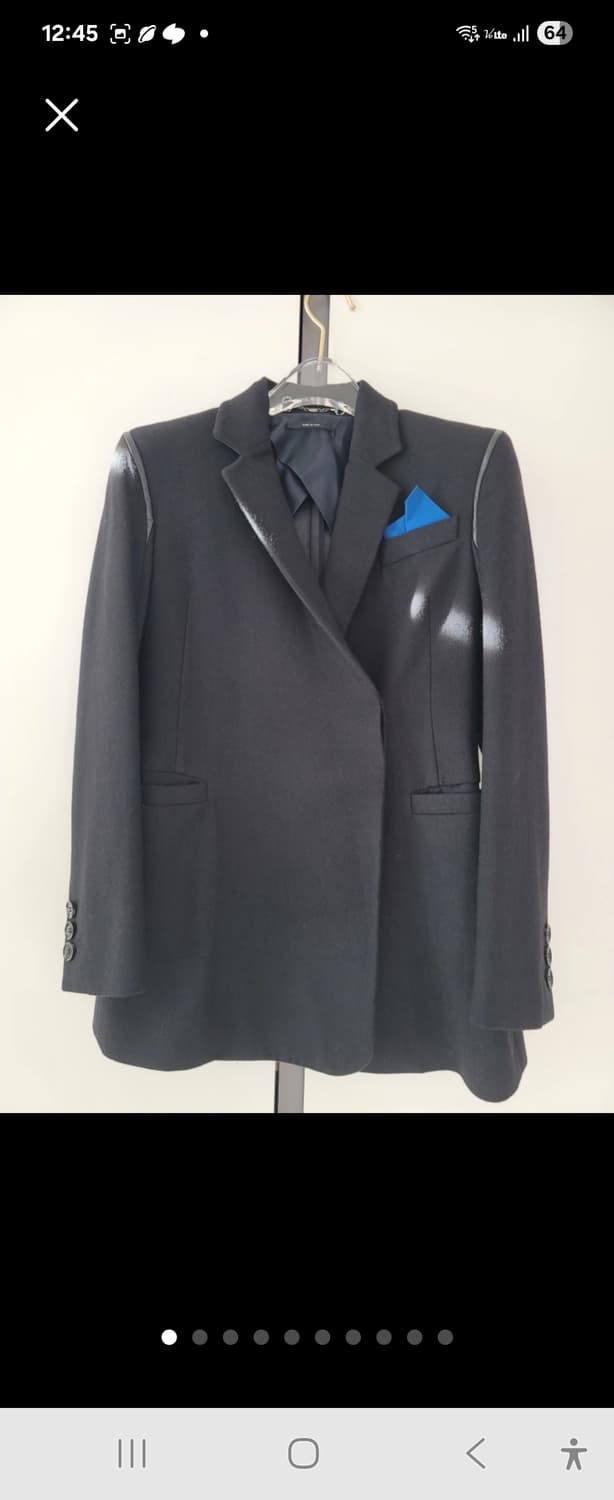 명품 구찌 정품 블랙 울 가죽라인 실크포인트 자켓 38(44-날씬66) 상품이미지10