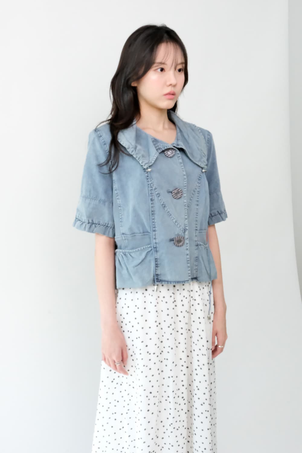 Denim String Collar Jacket | 후루츠패밀리