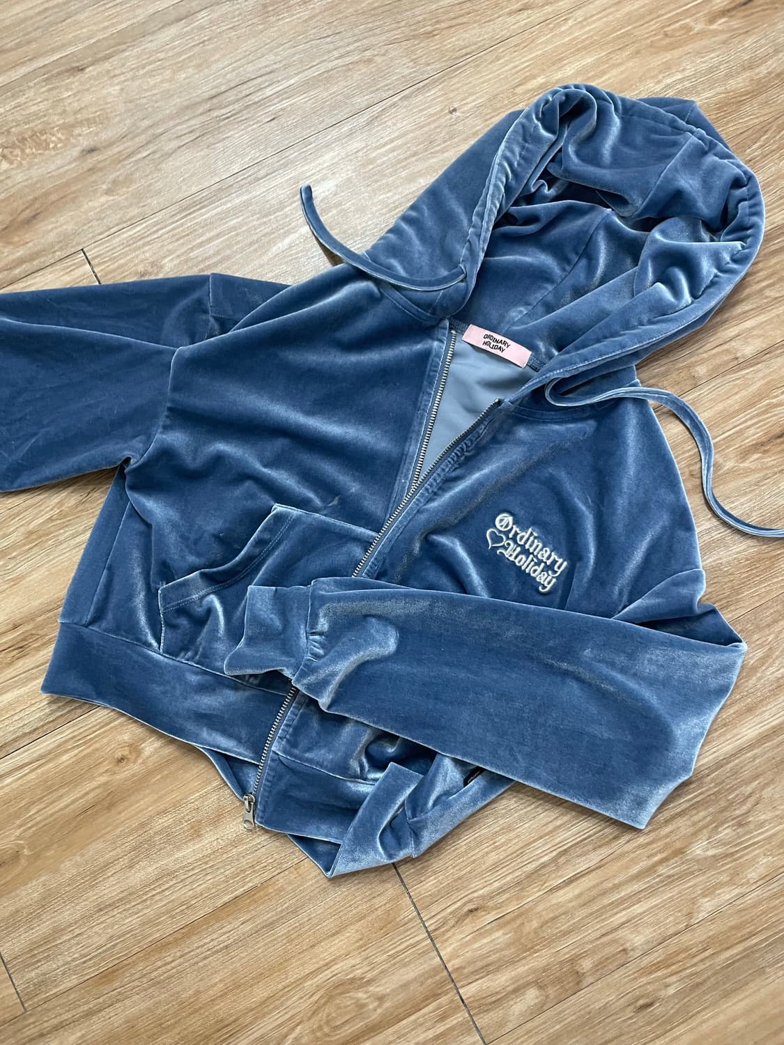 Y2K Deliccent 벨벳 크롭 후드집업 상품이미지1