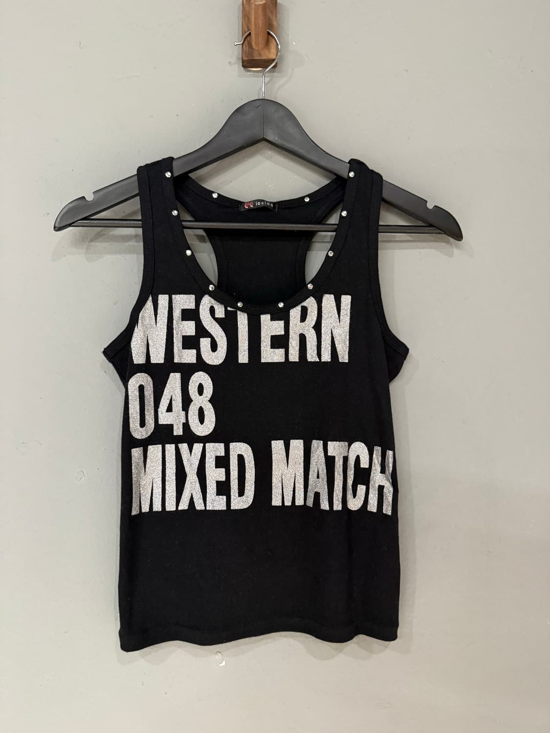 lettering sleeveless + net top set  상품이미지7