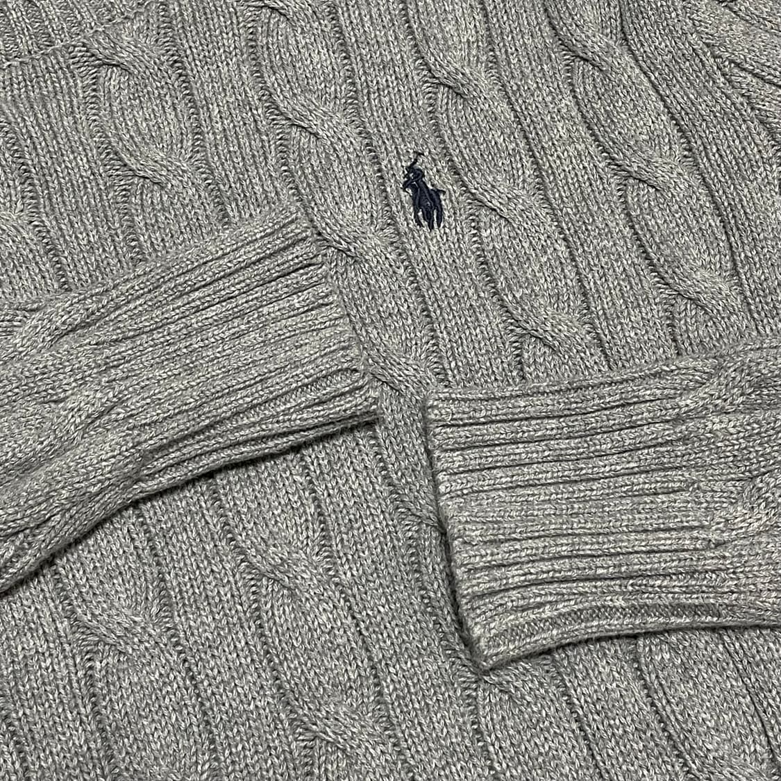 [L] 폴로 랄프로렌 케이블 니트 꽈배기 스웨터 회색 상품이미지3