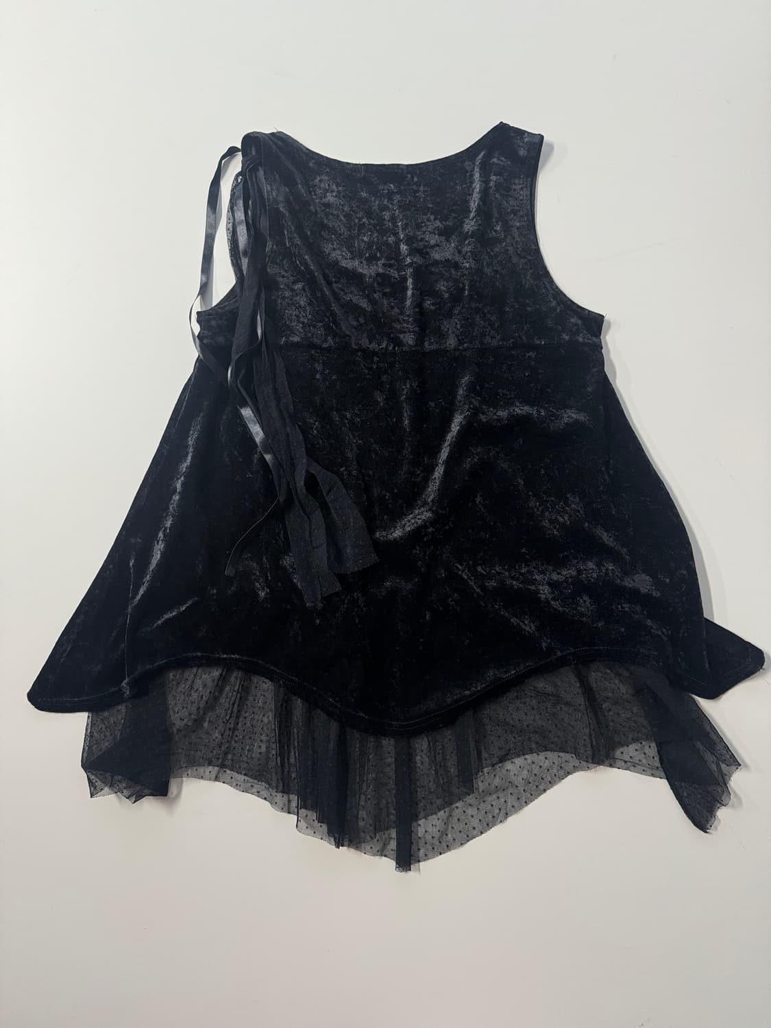 레이어드 타이 디테일 벨벳 슬리브리스  상품이미지5