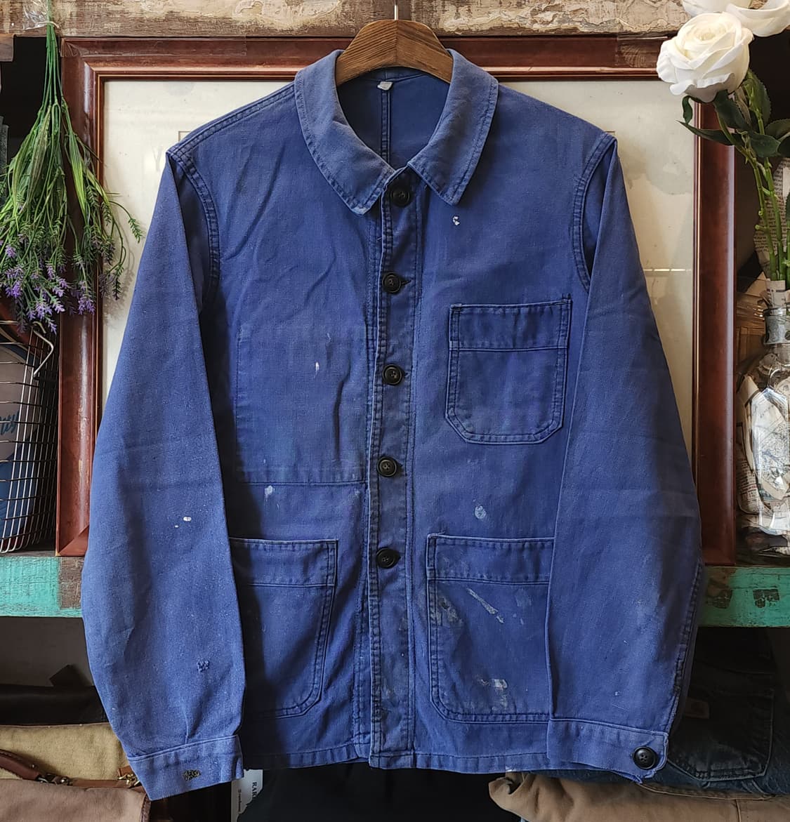 60s 프렌치 워크자켓 프렌치자켓 페이딩 블루 42 상품이미지1