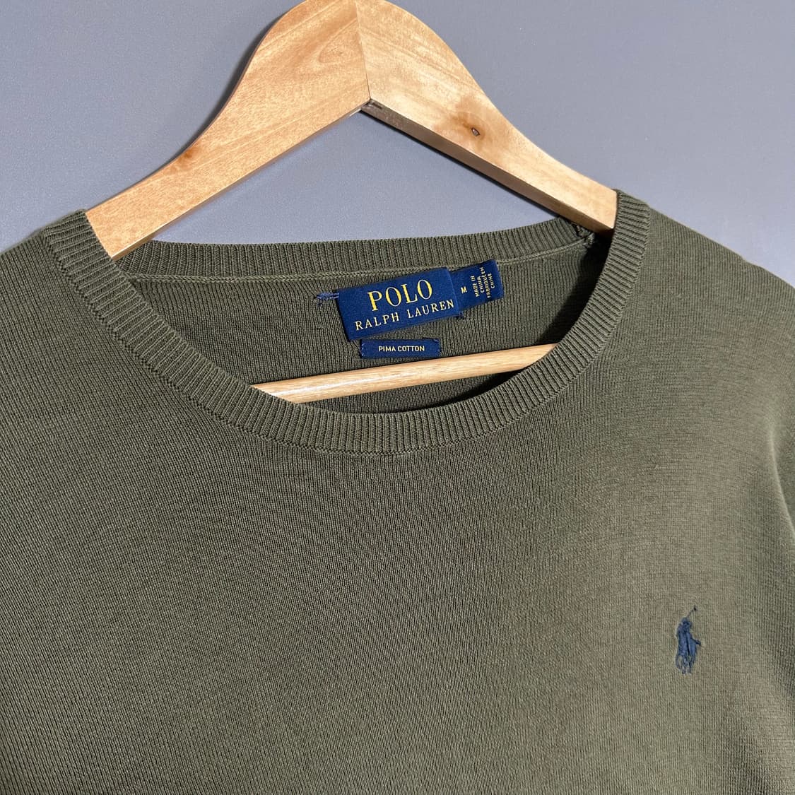 폴로 랄프로렌 라운드넥 피마코튼 니트 카키 M [021106] 상품이미지2