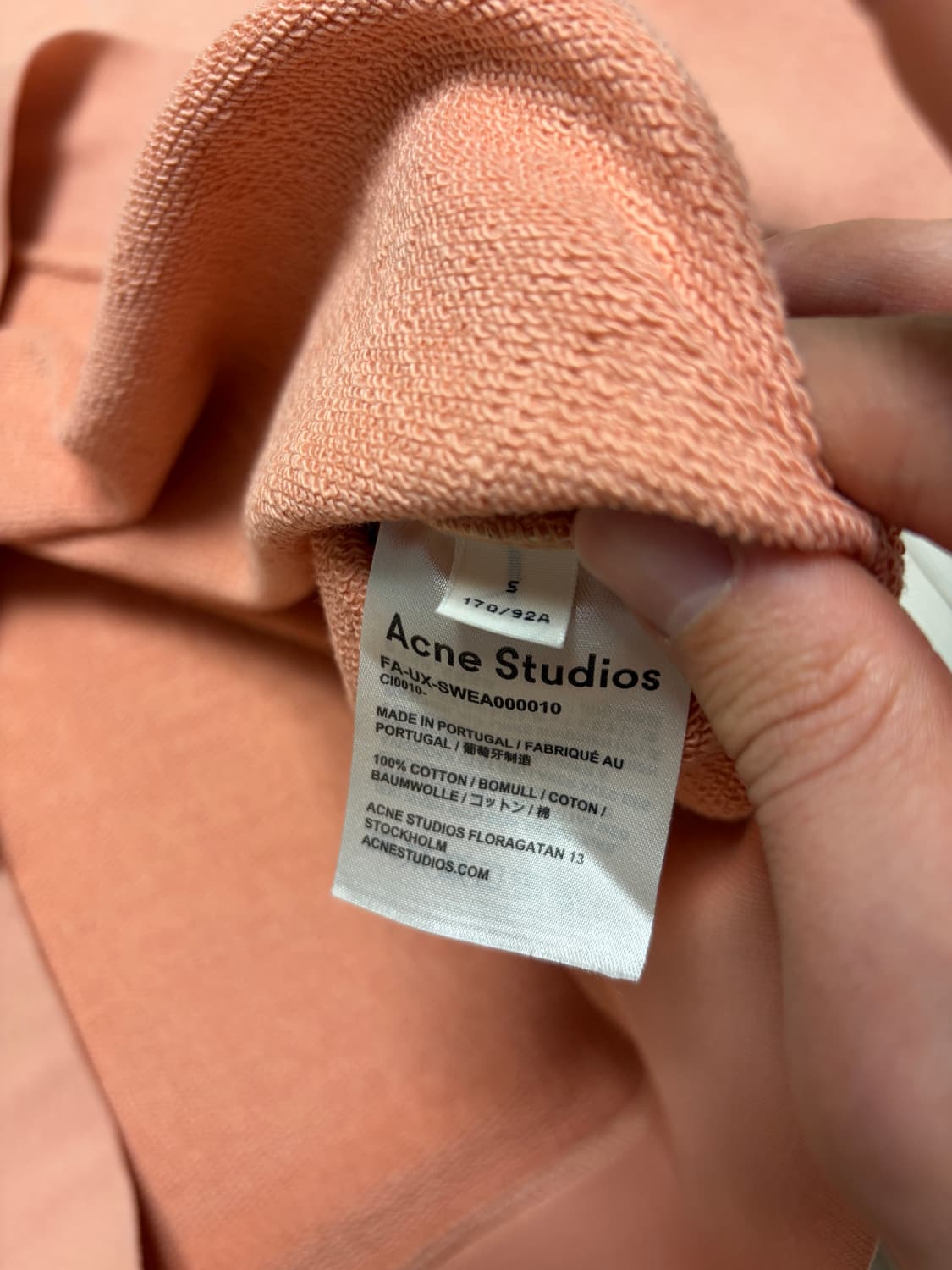 아크네 스튜디오 오버사이즈 맨투맨 핑크 S 상품이미지4