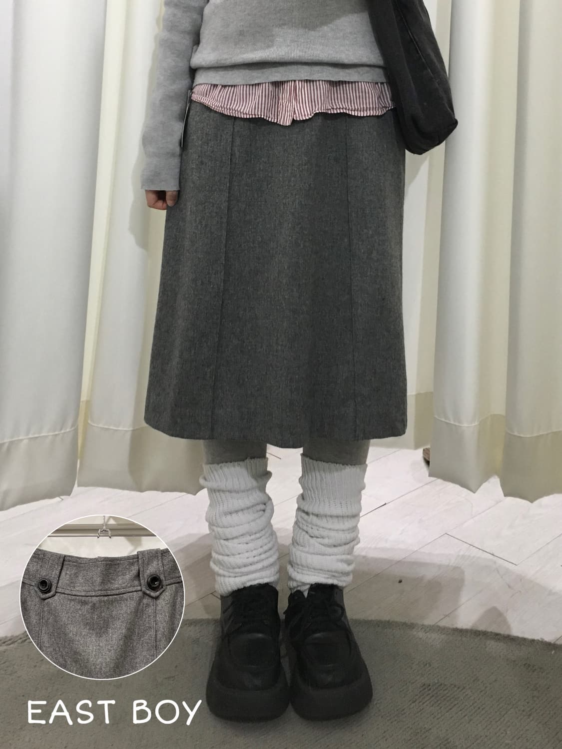 EAST BOY button Midi skirt 상품이미지1