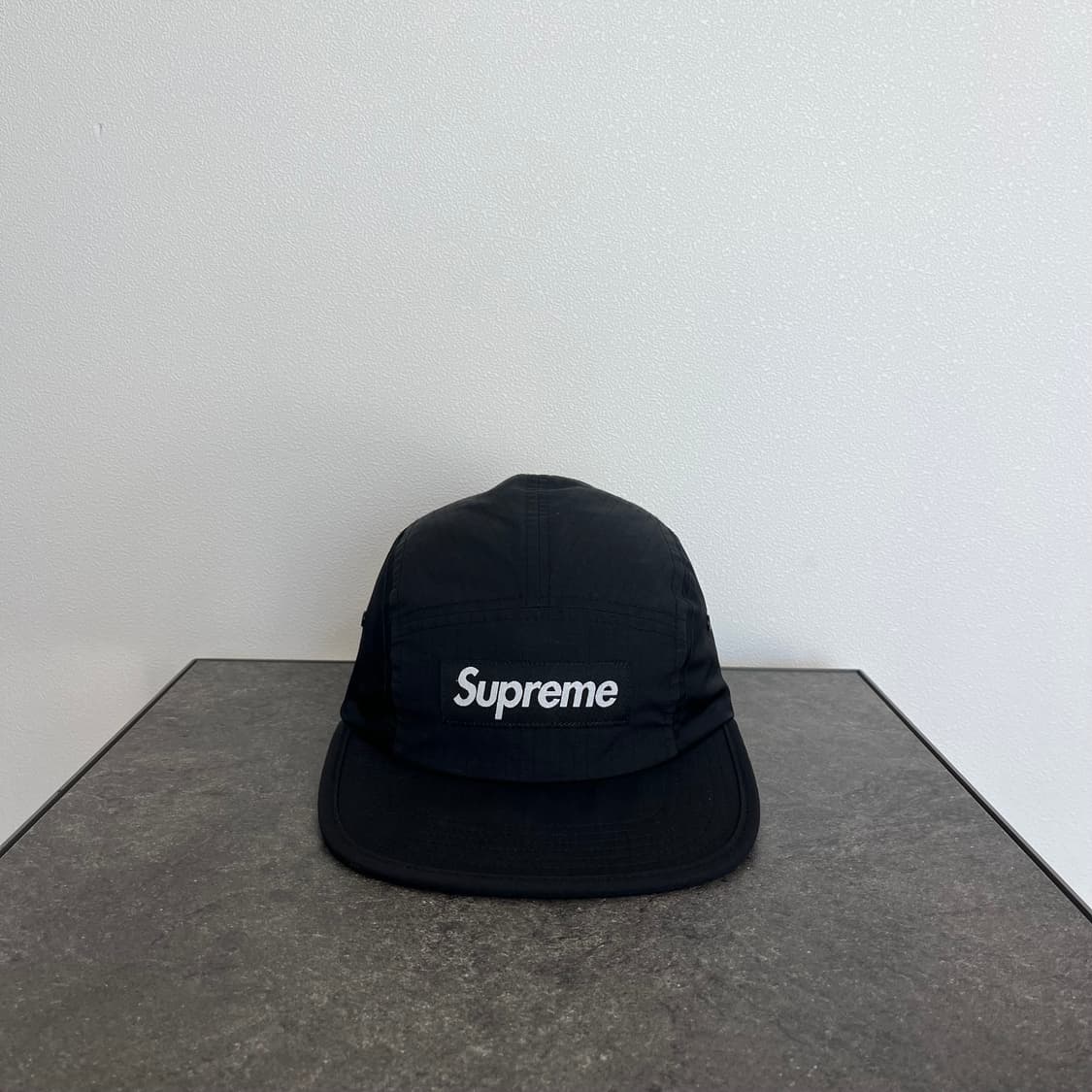 (OS) 슈프림 박스로고 캠프캡 모자 24FW 왁스드 립스탑 블랙 상품이미지1