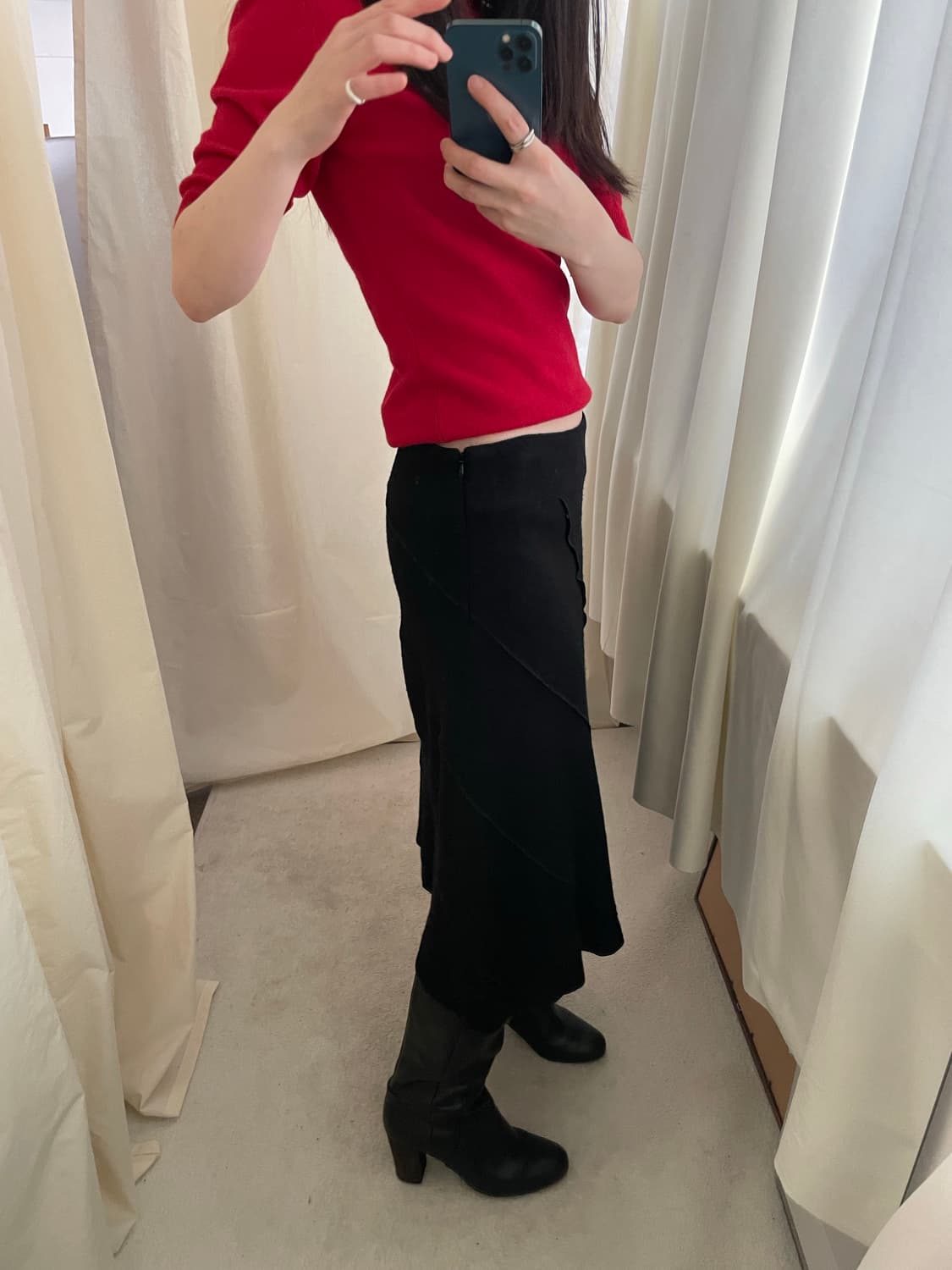 vintage boucle wool line long skirt 상품이미지3