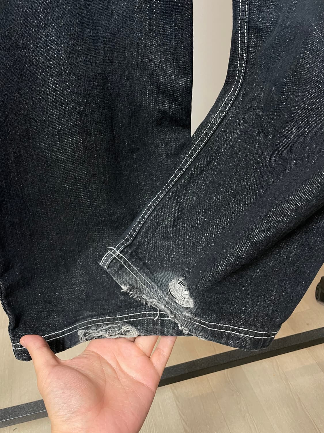 (32~33) 크라운 홀더 올드스쿨 힙합 자수 데님 팬츠 상품이미지8
