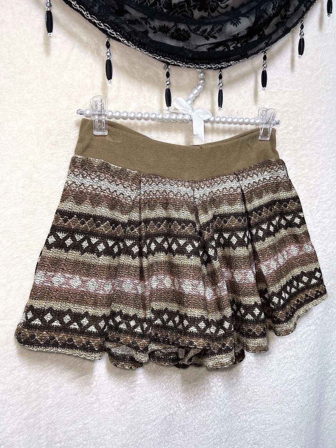 라떼갸루 니트 노르딕패턴 큐롯팬츠 반바지 히피 모리 오리엔탈 그런지 핀터 상품이미지2