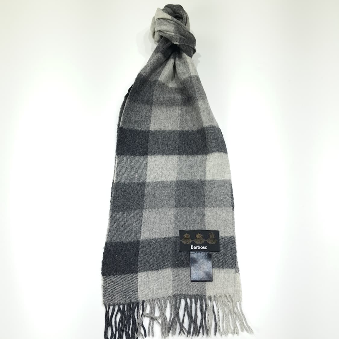 MX618 바버 00s 램스울 블록체크 그레이 머플러 목도리 상품이미지1
