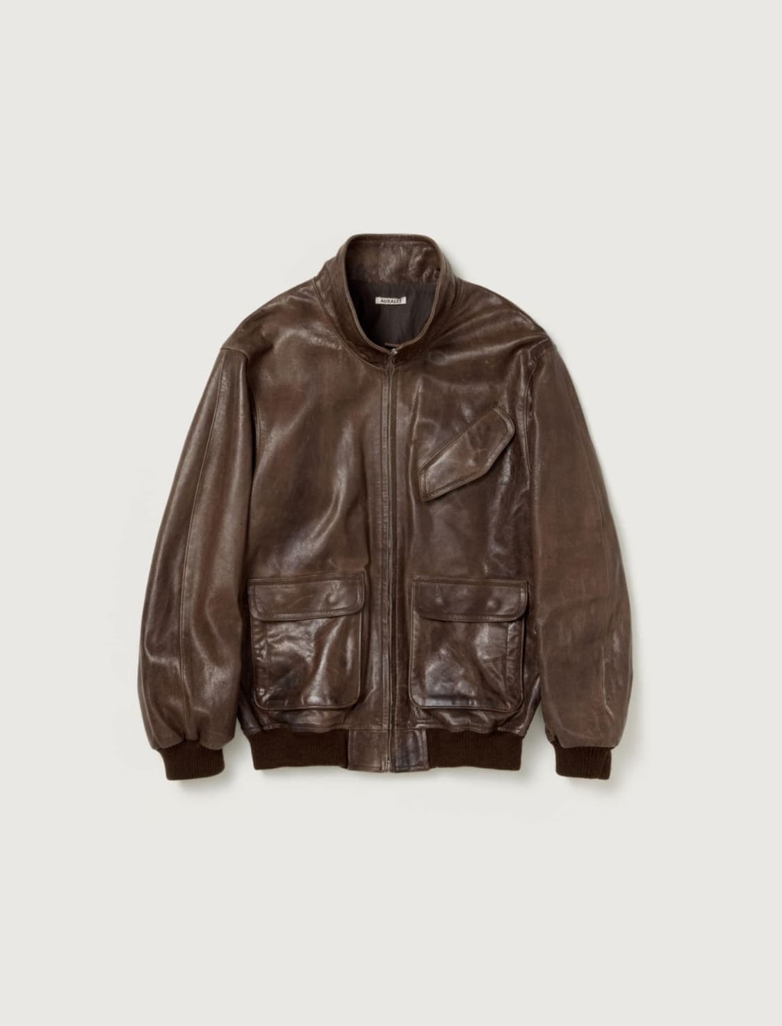 오라리 헤비 램 레더 블루종 다크브라운 4사이즈 상품이미지1