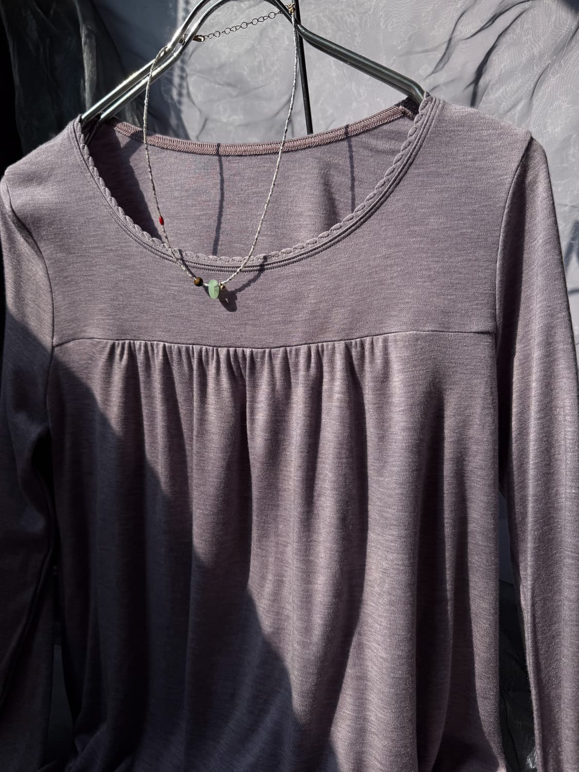 Lavender Stitched Shirring T-Shirt 0158 상품이미지2