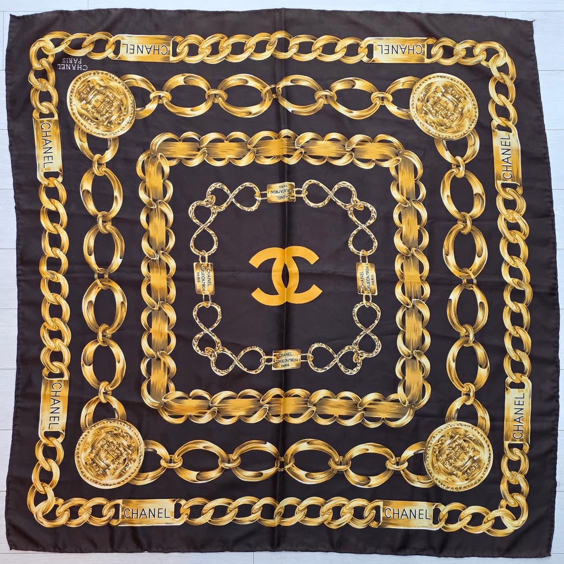 샤넬 cc로고 체인 스카프 브라운/빈티지 상품이미지1