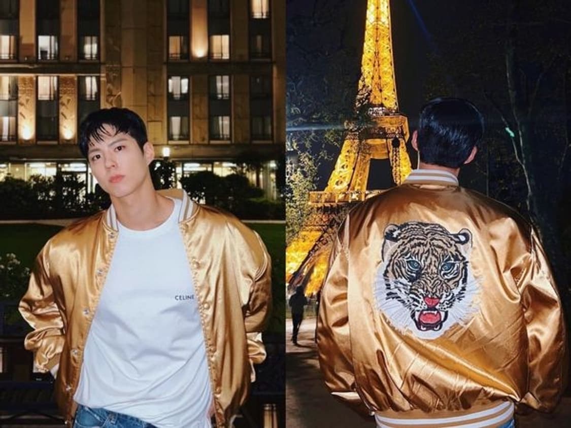셀린느 타이거 자수 새틴 나일론 테디 자켓 골드 50 상품이미지6