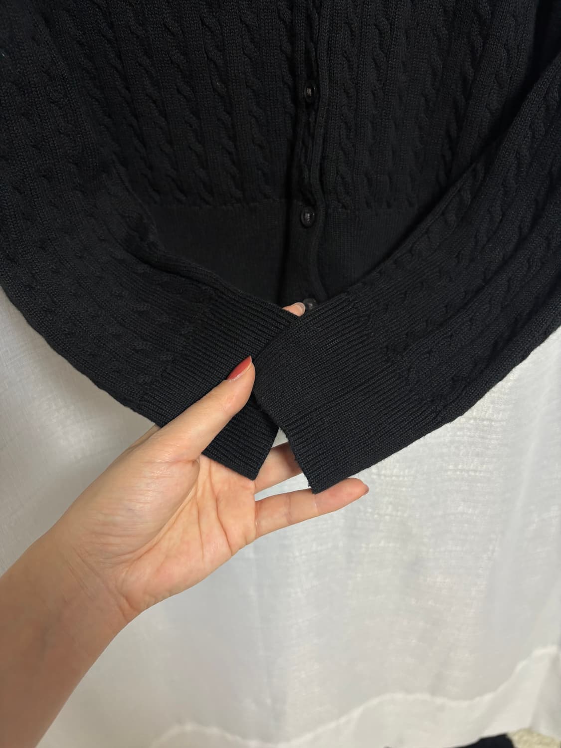 POLO 폴로 걸즈 케이블 니트 가디건 블랙 L 상품이미지5