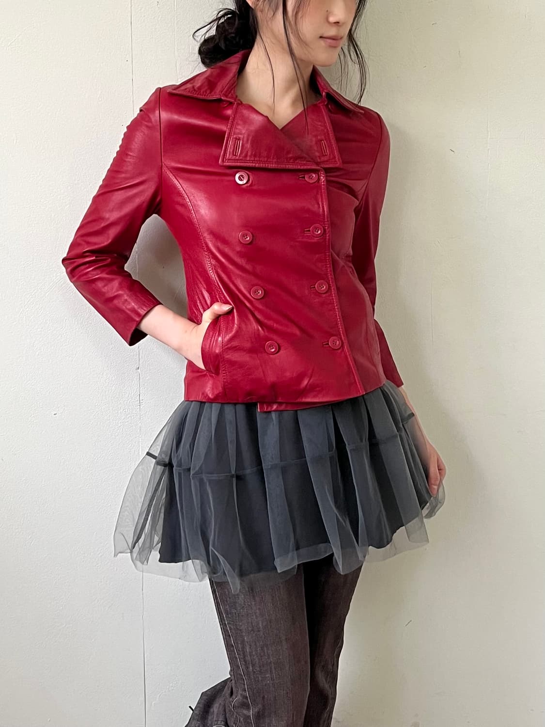 Instinct 레드 레더 자켓 상품이미지4