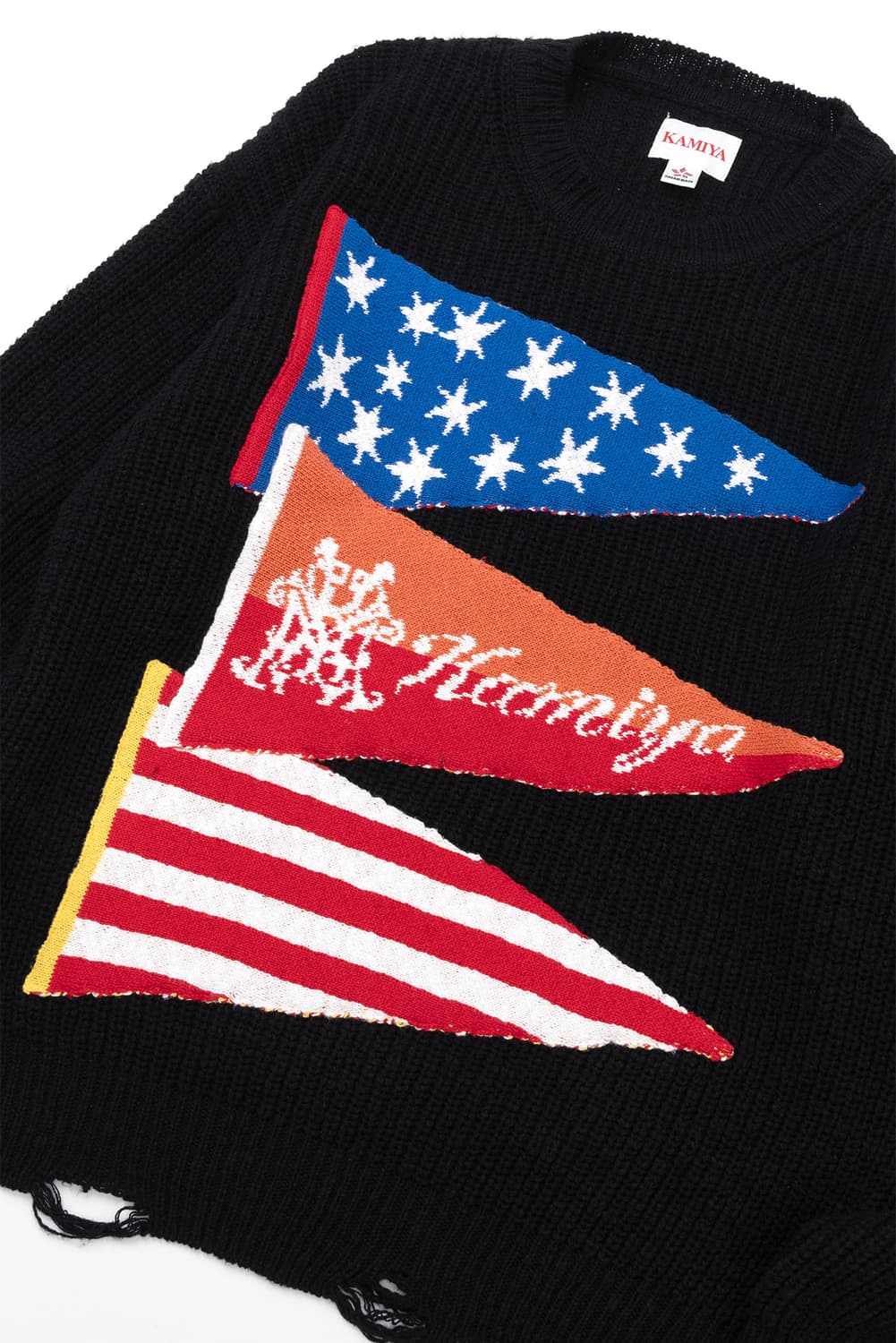 KAMIYA FLAG KNIT BLACK L 상품이미지2