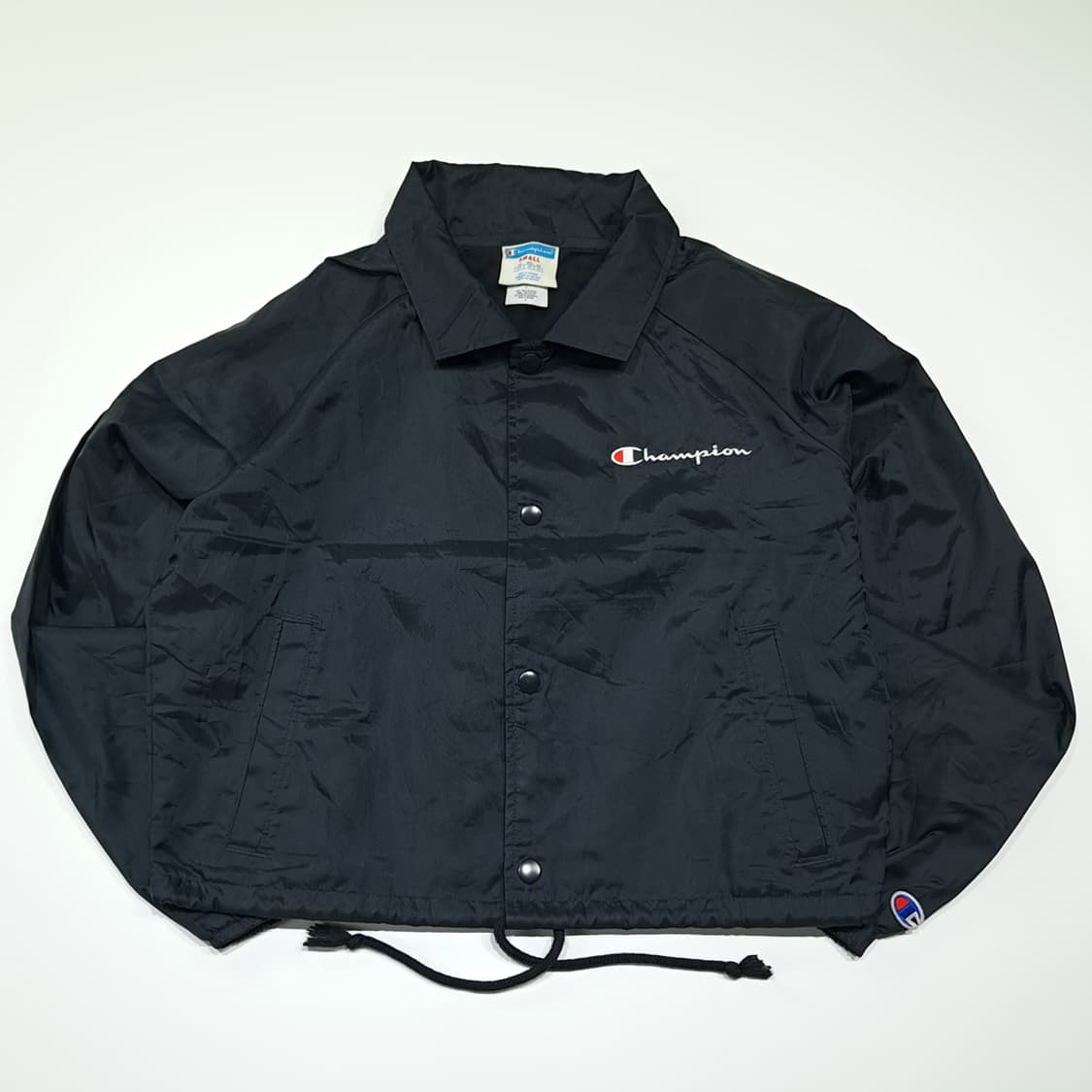 CK065 FREE 챔피온 빅로고 스트링 블랙 크롭 바람막이 코치 자켓 상품이미지1