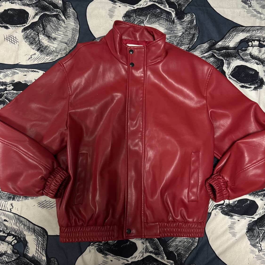 QT8가먼츠 레드 페이크 레더자켓 M사이즈 상품이미지5