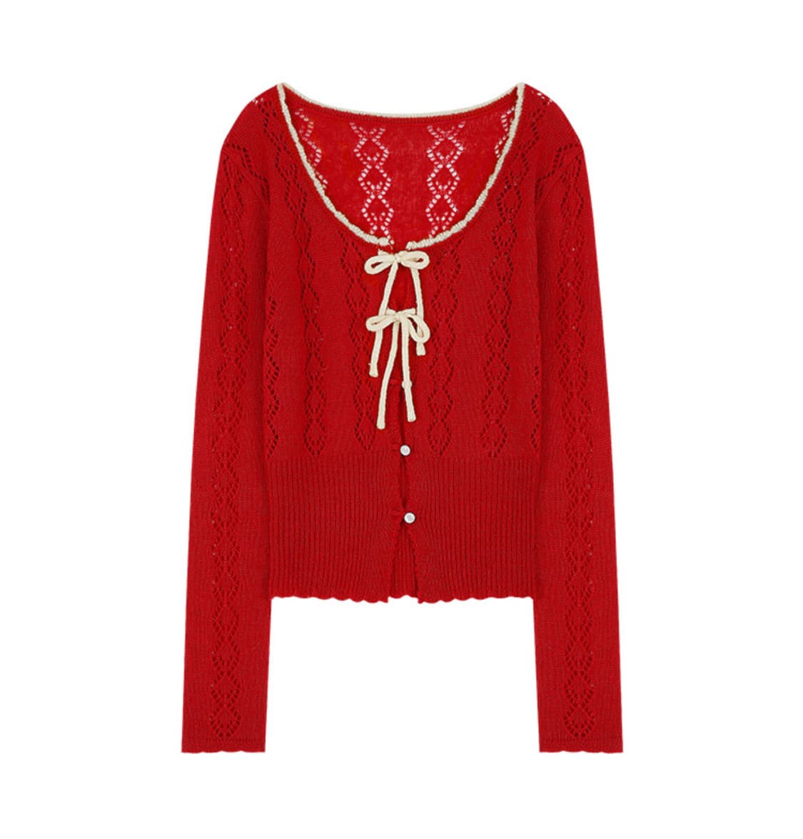 마가린핑거스 리본 가디건 니트 SCALLOP RIBBON CARDIGAN 상품이미지3