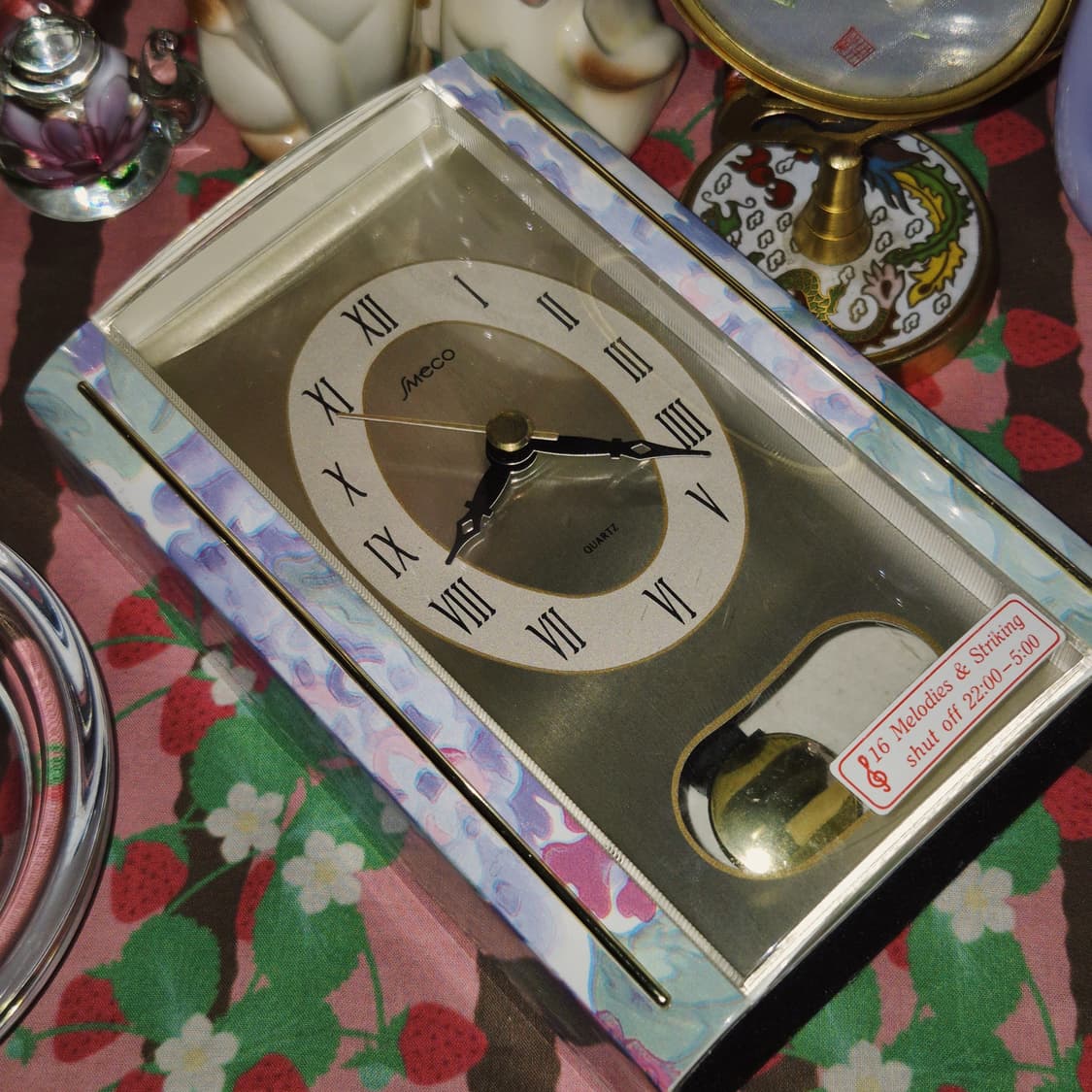 80s 레트로 플로랄 멜로디 쿼츠 탁상 시계 상품이미지9