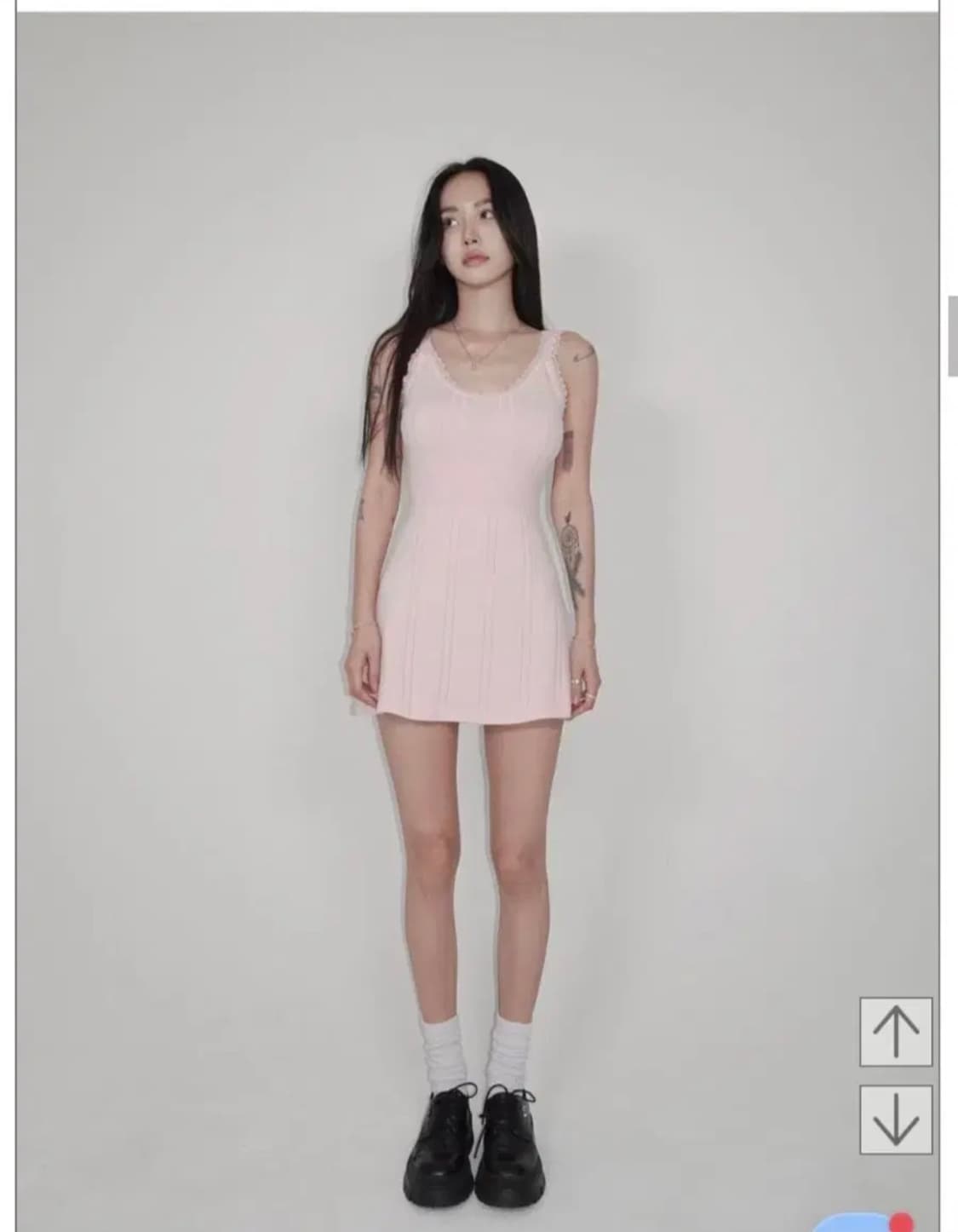 (택O)페일제이드 펀칭 니트 미니드레스 블랙 상품이미지2