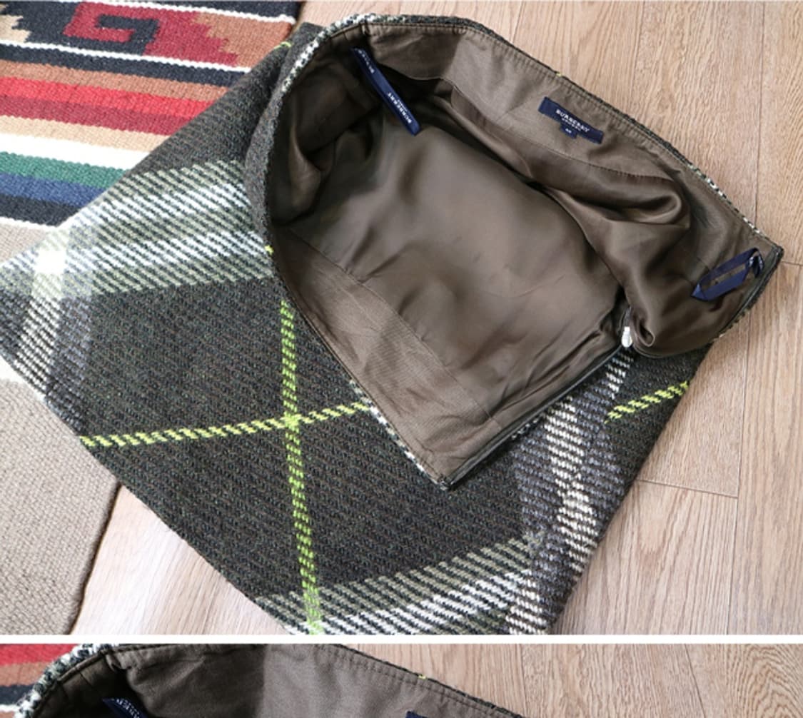 일본판 BURBERRY 버버리 런던 울100% 두툼한 체크 트위드 스커트 상품이미지4