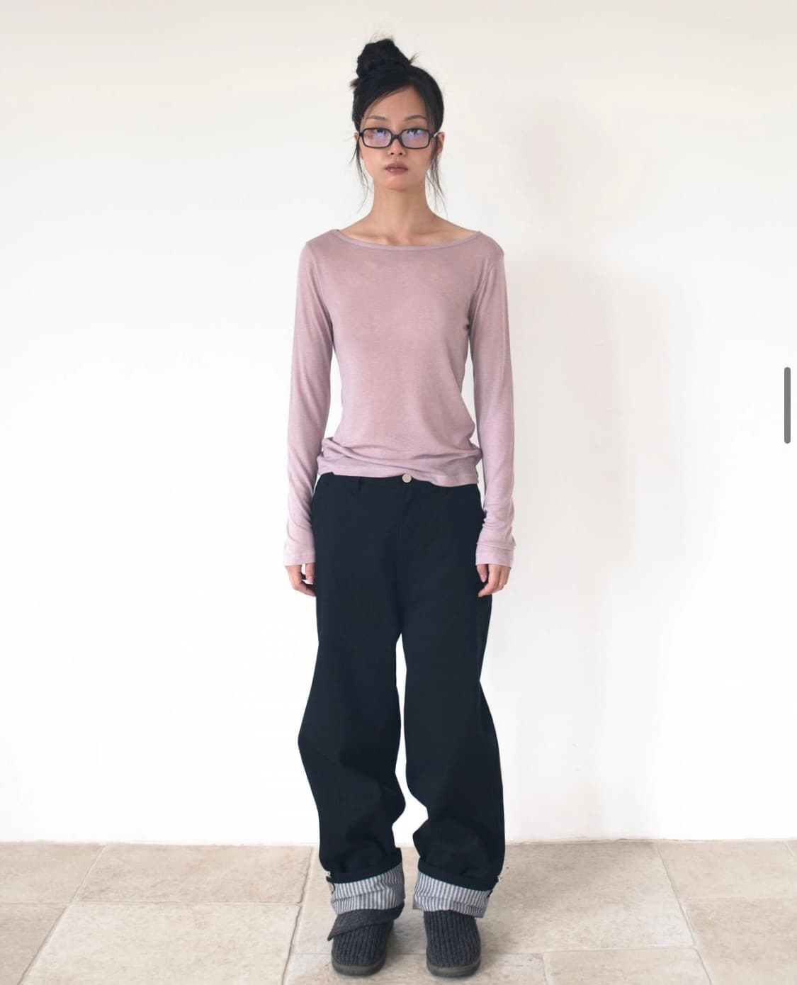 온스카 와이드 코튼 팬츠 (블랙) 상품이미지3