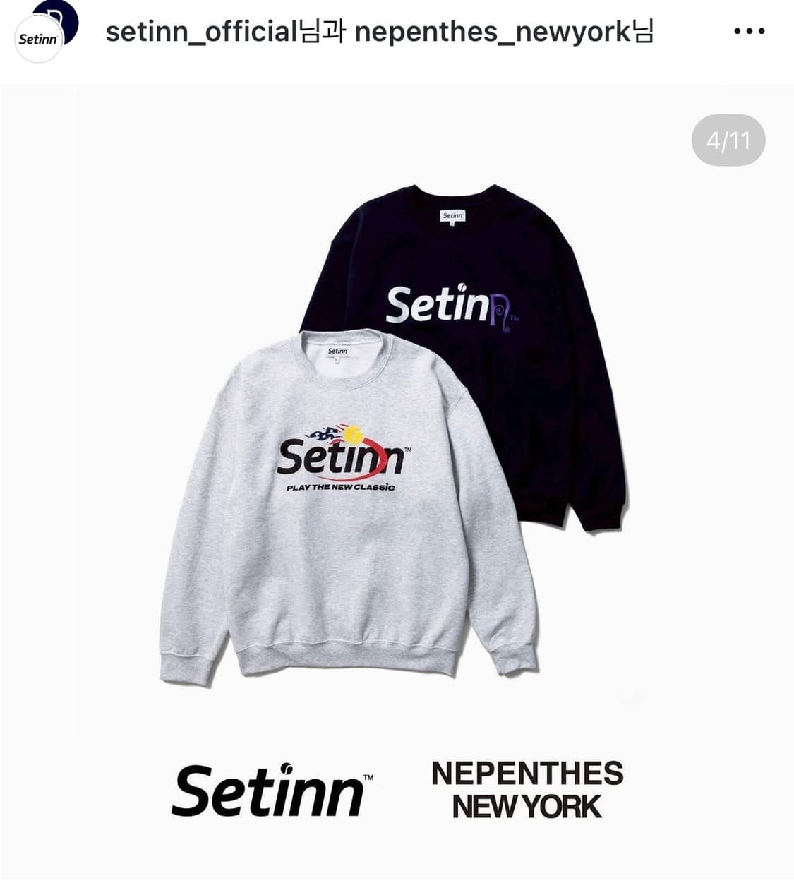 Setinn X Nepenthes NY 세틴 맨투맨 M 새상품 네이비 상품이미지1