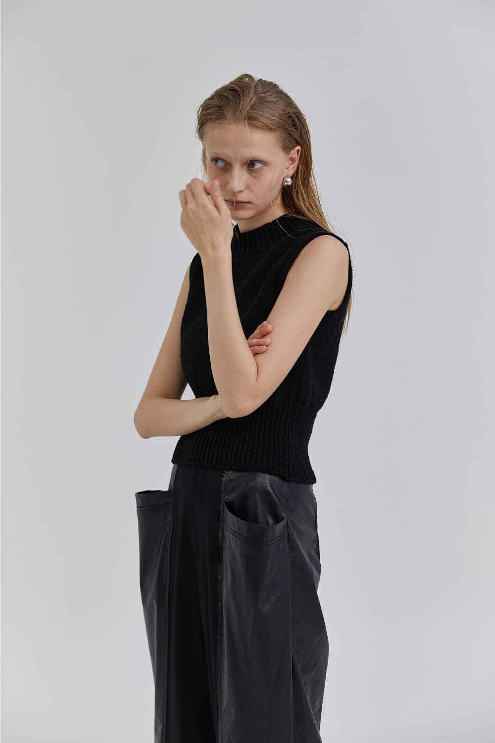 Treeming Cutting Line Faux Leather Pants 상품이미지8